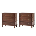 Table d'appoint Helena 28W en bois massif à 3 tiroirs, lot de 2 avec station de charge intégrée | HULALA HOME