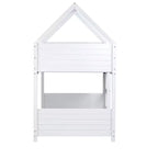 Bellemave Twin Over Twin House Bunk Bed, Low Floor Wood Bunk Bed with Roof Frame, Guardrails & Ladder, Rubber Wood Kids Bed Frame