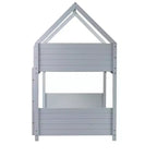 Bellemave Twin Over Twin House Bunk Bed, Low Floor Wood Bunk Bed with Roof Frame, Guardrails & Ladder, Rubber Wood Kids Bed Frame