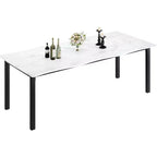 Table à manger moderne, grande table de cuisine de 200 cm pour 6-8 personnes, structure en métal, design unique en vagues horizontales, résistante à l'eau et aux rayures, pour la cuisine