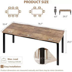 Table à manger moderne, grande table de cuisine de 200 cm pour 6-8 personnes, structure en métal, design unique en vagues horizontales, résistante à l'eau et aux rayures, pour la cuisine