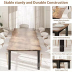 Table à manger moderne, grande table de cuisine de 200 cm pour 6-8 personnes, structure en métal, design unique en vagues horizontales, résistante à l'eau et aux rayures, pour la cuisine