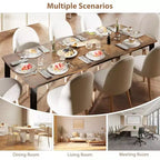 Table à manger moderne, grande table de cuisine de 200 cm pour 6-8 personnes, structure en métal, design unique en vagues horizontales, résistante à l'eau et aux rayures, pour la cuisine
