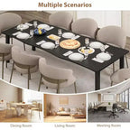 Table à manger moderne, grande table de cuisine de 200 cm pour 6-8 personnes, structure en métal, design unique en vagues horizontales, résistante à l'eau et aux rayures, pour la cuisine