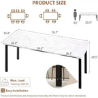 Table à manger moderne, grande table de cuisine de 200 cm pour 6-8 personnes, structure en métal, design unique en vagues horizontales, résistante à l'eau et aux rayures, pour la cuisine