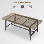Table de salle à manger de 180 cm pour 6 à 8 personnes, table à manger extérieure/intérieure avec cadre en métal, table de cuisine avec grand plateau pour salle à manger, salon, cuisine
