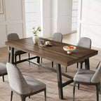 Table de salle à manger de 180 cm pour 6 à 8 personnes, table à manger extérieure/intérieure avec cadre en métal, table de cuisine avec grand plateau pour salle à manger, salon, cuisine