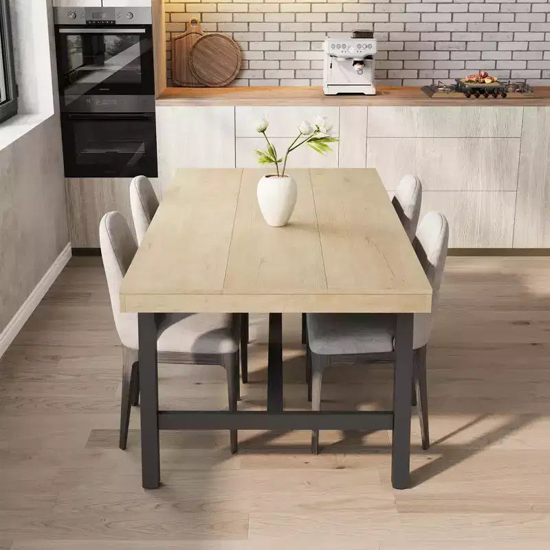 Table de salle à manger de 180 cm pour 6 à 8 personnes, table à manger extérieure/intérieure avec cadre en métal, table de cuisine avec grand plateau pour salle à manger, salon, cuisine
