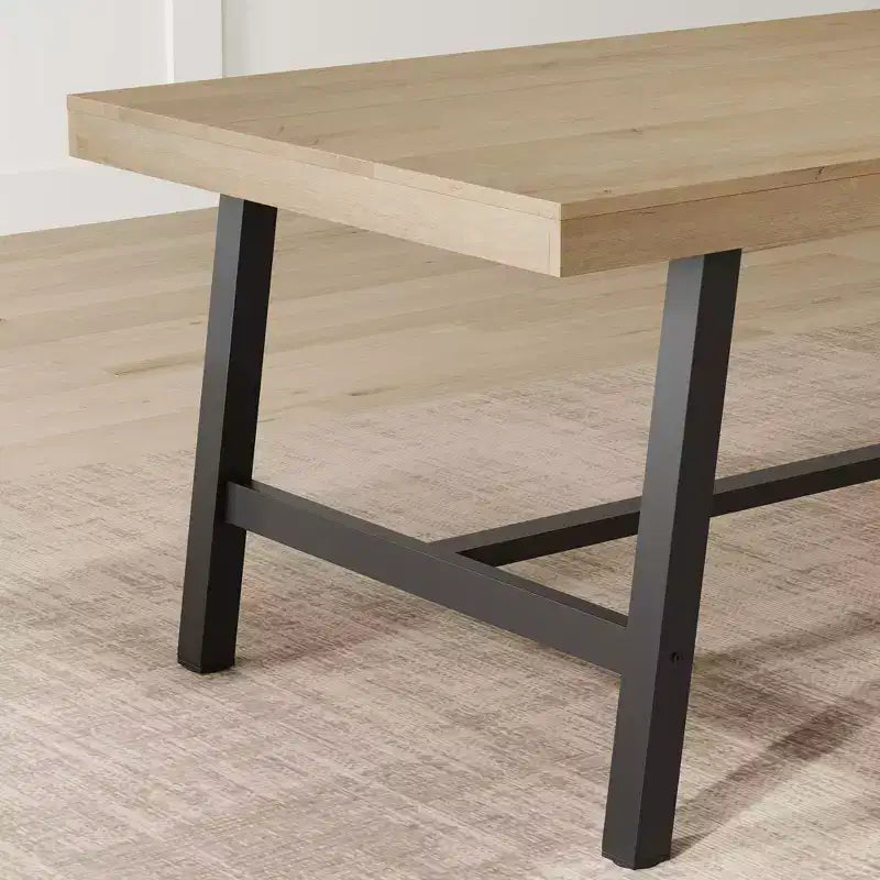 Table de salle à manger de 180 cm pour 6 à 8 personnes, table à manger extérieure/intérieure avec cadre en métal, table de cuisine avec grand plateau pour salle à manger, salon, cuisine