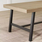 Table de salle à manger de 180 cm pour 6 à 8 personnes, table à manger extérieure/intérieure avec cadre en métal, table de cuisine avec grand plateau pour salle à manger, salon, cuisine