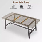 Table de salle à manger de 180 cm pour 6 à 8 personnes, table à manger extérieure/intérieure avec cadre en métal, table de cuisine avec grand plateau pour salle à manger, salon, cuisine