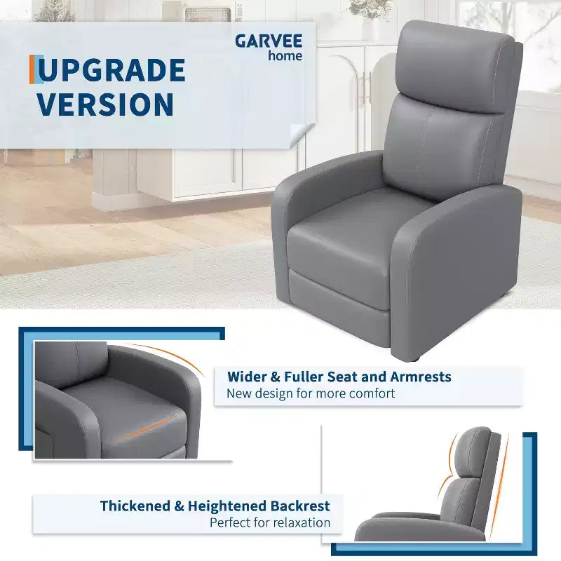 Fauteuil Inclinable Individuel Confortable avec Dossier et Repose-Pieds Réglables, Revêtement Aspect Lin, Idéal pour Salon et Chambre à Coucher