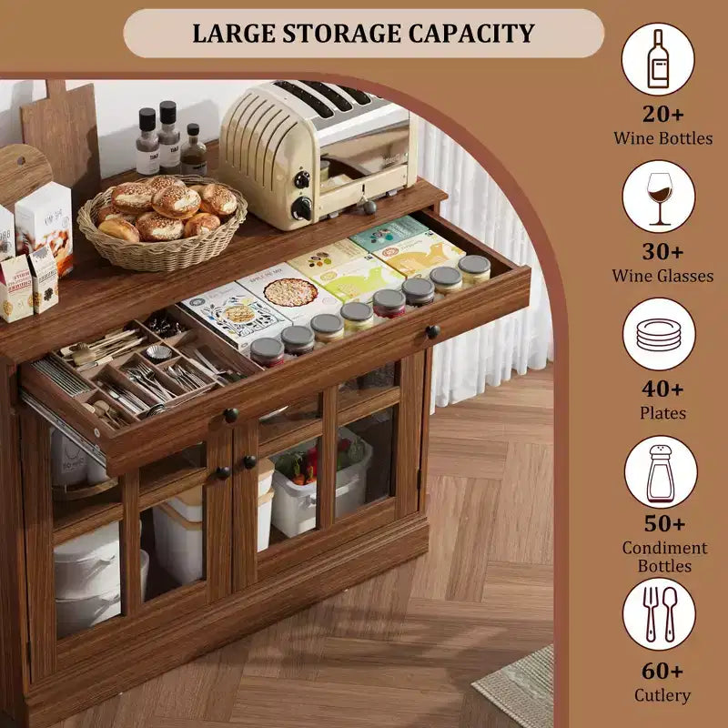 Kitchen Storage Cabinet, Buffet Cabinet with Storage, Modern Coffee Bar Cabinet, for Dining Room, Kitchen