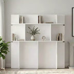 Mjkone 2-in-1 Invisible Murphy Bed with Shelf Storage, Queen Size, Natural Wood (Mattress Not Included)