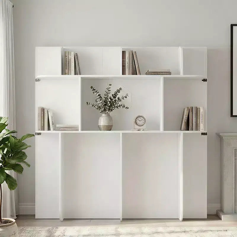 Mjkone 2-in-1 Invisible Murphy Bed with Shelf Storage, Queen Size, Natural Wood (Mattress Not Included)