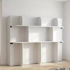 Mjkone 2-in-1 Invisible Murphy Bed with Shelf Storage, Queen Size, Natural Wood (Mattress Not Included)