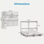 Mjkone 2-in-1 Invisible Murphy Bed with Shelf Storage, Queen Size, Natural Wood (Mattress Not Included)