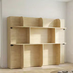 Mjkone 2-in-1 Invisible Murphy Bed with Shelf Storage, Queen Size, Natural Wood (Mattress Not Included)