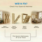 Mjkone 2-in-1 Invisible Murphy Bed with Shelf Storage, Queen Size, Natural Wood (Mattress Not Included)