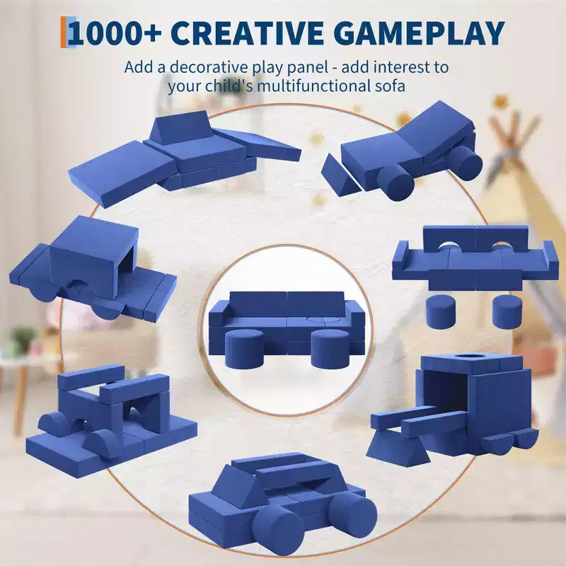 Canapé de jeu modulaire pour enfants, canapé d'explorateur 13 pièces pour enfants, canapé de jeu convertible en mousse pour chambre à coucher et salle de jeux, canapé gris 2 places pour enfants