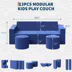 Canapé de jeu modulaire pour enfants, canapé d'explorateur 13 pièces pour enfants, canapé de jeu convertible en mousse pour chambre à coucher et salle de jeux, canapé gris 2 places pour enfants