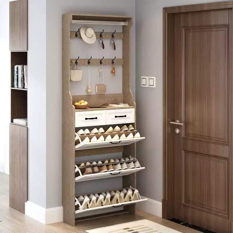 Meuble à chaussures CHÊNE avec 3 portes, 2 tiroirs et penderie