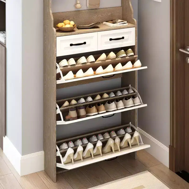 Meuble à chaussures CHÊNE avec 3 portes, 2 tiroirs et penderie