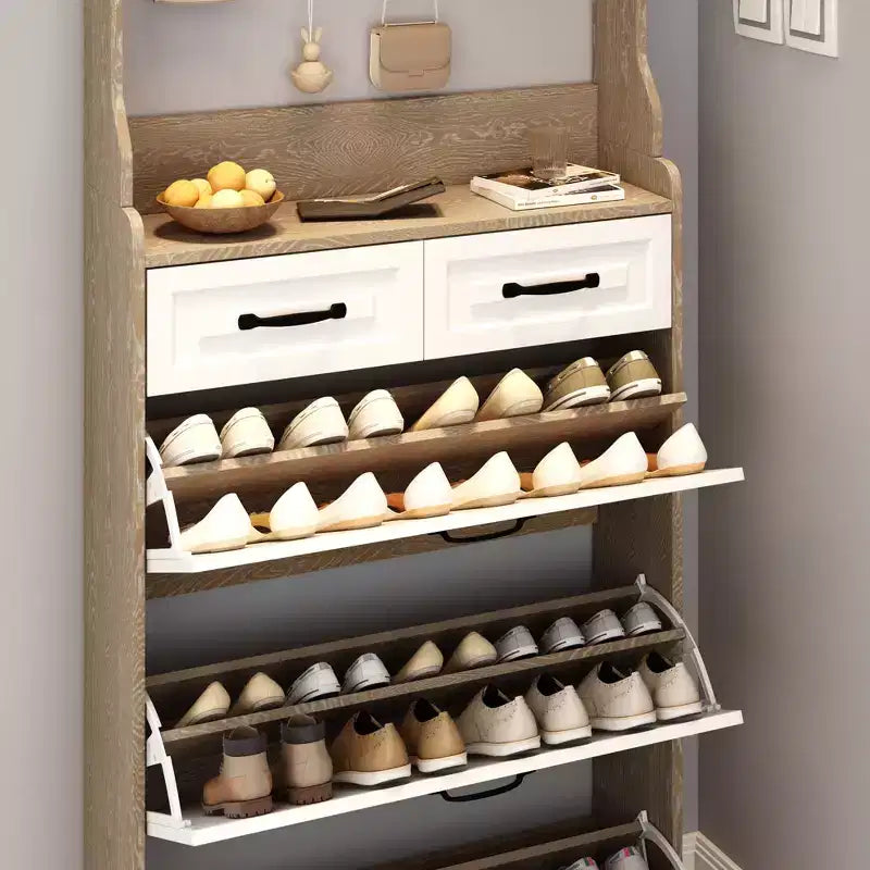 Meuble à chaussures CHÊNE avec 3 portes, 2 tiroirs et penderie