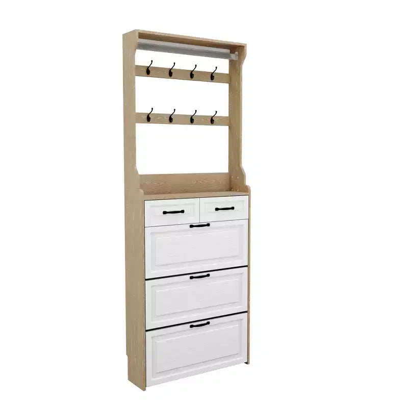 Meuble à chaussures CHÊNE avec 3 portes, 2 tiroirs et penderie