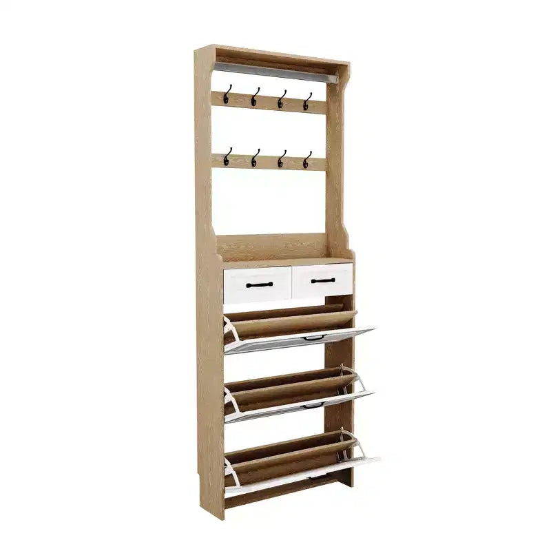 Meuble à chaussures CHÊNE avec 3 portes, 2 tiroirs et penderie