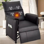 Massage Recliner Chair with Heat, PU Leather Lounge Chair with Vibration Massage Points, Modern Single Sofa for Living Room, Bedroom, Black