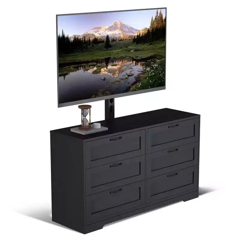 Meuble TV avec support et 6 tiroirs. Meuble TV pour téléviseurs de 32 à 80 pouces. Console multimédia réglable en hauteur pour chambre et salon.