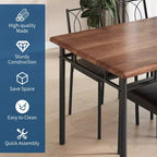 Space Saving Farmhouse Dining Table Set For 4,Sturdy Wood Table,Upholstered Chairs,Perfect For Apartments And Small Kitchens,Elegant Walnut Color