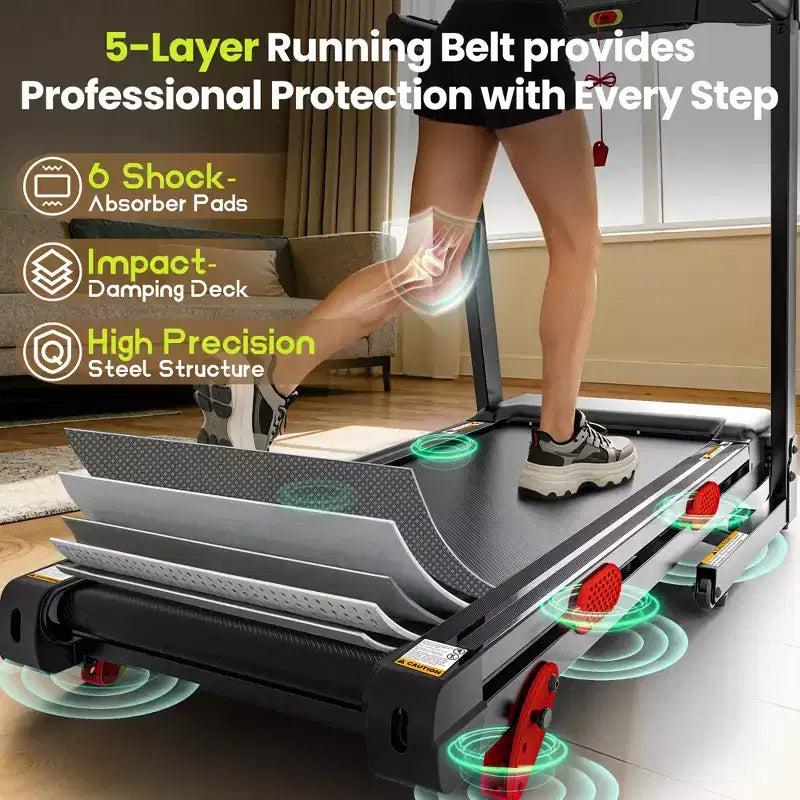Treadmill on Sale-3.75HP Treadmill with 10% Incline, 330lbs Capacity with Handlebar for Home,Treadmill for Home small space, Work with APP