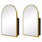 PexFix 2Pcs Arched Medicine Cabinet with Mirror Metal Framed Bathroom Mirror Cabinet with Storage Recessed & Surface Mount Wall Mounted Vanity Cabinet