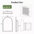 PexFix 2Pcs Arched Medicine Cabinet with Mirror Metal Framed Bathroom Mirror Cabinet with Storage Recessed & Surface Mount Wall Mounted Vanity Cabinet