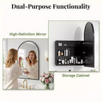 PexFix 2Pcs Arched Medicine Cabinet with Mirror Metal Framed Bathroom Mirror Cabinet with Storage Recessed & Surface Mount Wall Mounted Vanity Cabinet