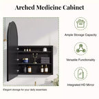 PexFix 2Pcs Arched Medicine Cabinet with Mirror Metal Framed Bathroom Mirror Cabinet with Storage Recessed & Surface Mount Wall Mounted Vanity Cabinet