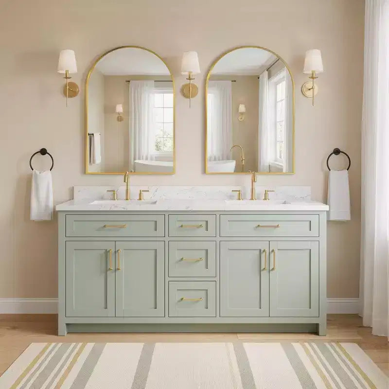 PexFix 2Pcs Arched Medicine Cabinet with Mirror Metal Framed Bathroom Mirror Cabinet with Storage Recessed & Surface Mount Wall Mounted Vanity Cabinet