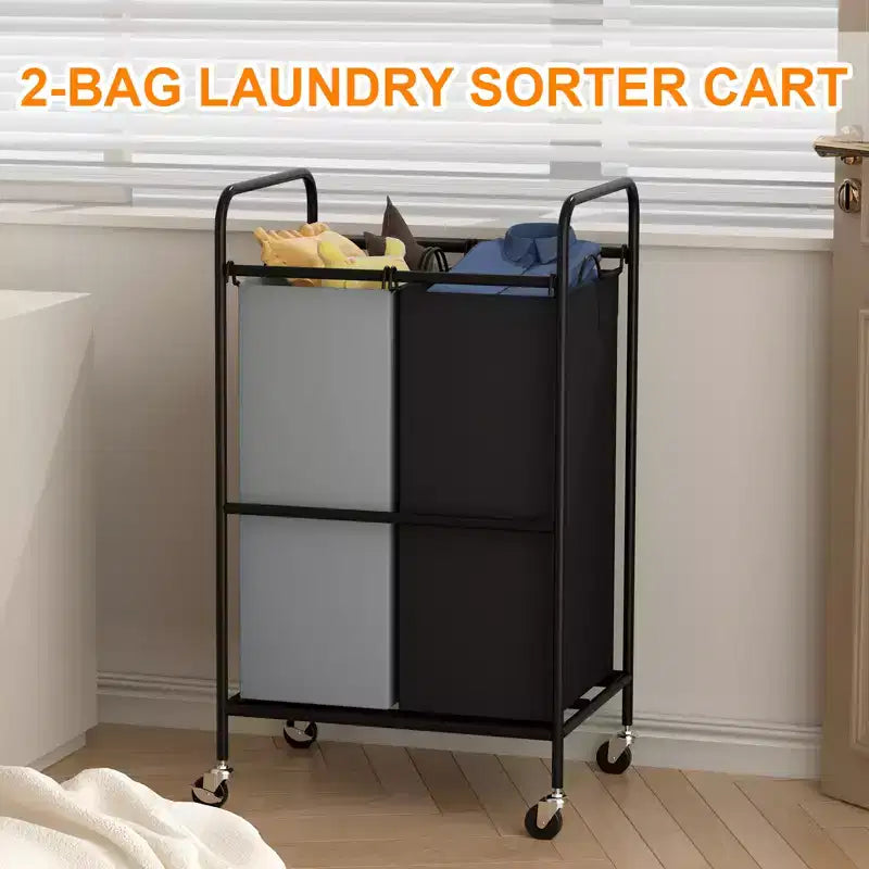 3-Bag Laundry Sorter Cart, 120L Rolling Laundry Hamper with Lockable Wheels, 3 Section Large Laundry Basket Organizer