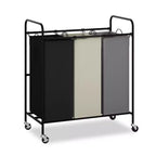 3-Bag Laundry Sorter Cart, 120L Rolling Laundry Hamper with Lockable Wheels, 3 Section Large Laundry Basket Organizer