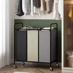 3-Bag Laundry Sorter Cart, 120L Rolling Laundry Hamper with Lockable Wheels, 3 Section Large Laundry Basket Organizer