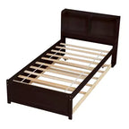 MAYEERTY Cadre de lit double avec rangement sous le lit, sans sommier tapissier, design silencieux