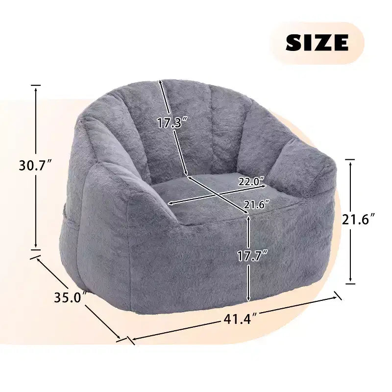 GDFStudio Thoii Modern Faux Fur Upholstered Bean Bag Chair with Armrest