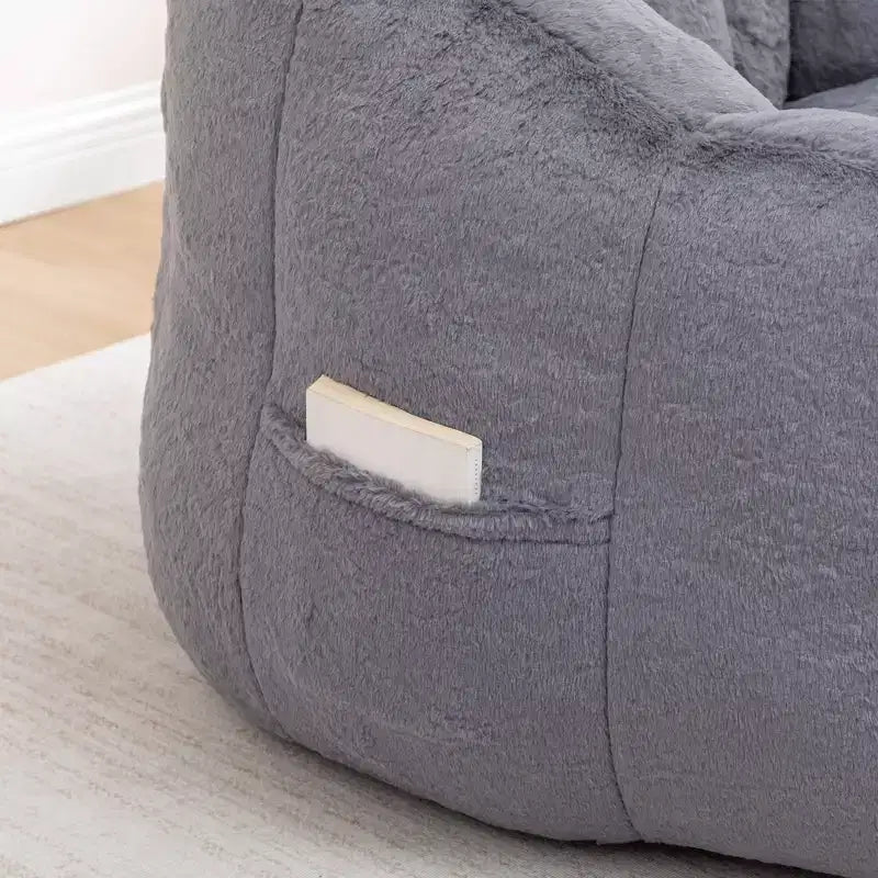 GDFStudio Thoii Modern Faux Fur Upholstered Bean Bag Chair with Armrest