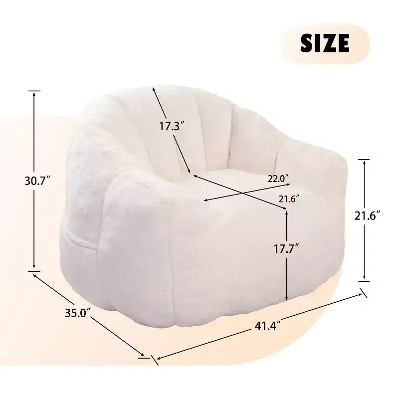 GDFStudio Thoii Modern Faux Fur Upholstered Bean Bag Chair with Armrest