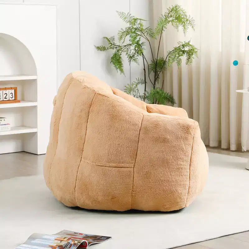 GDFStudio Thoii Modern Faux Fur Upholstered Bean Bag Chair with Armrest