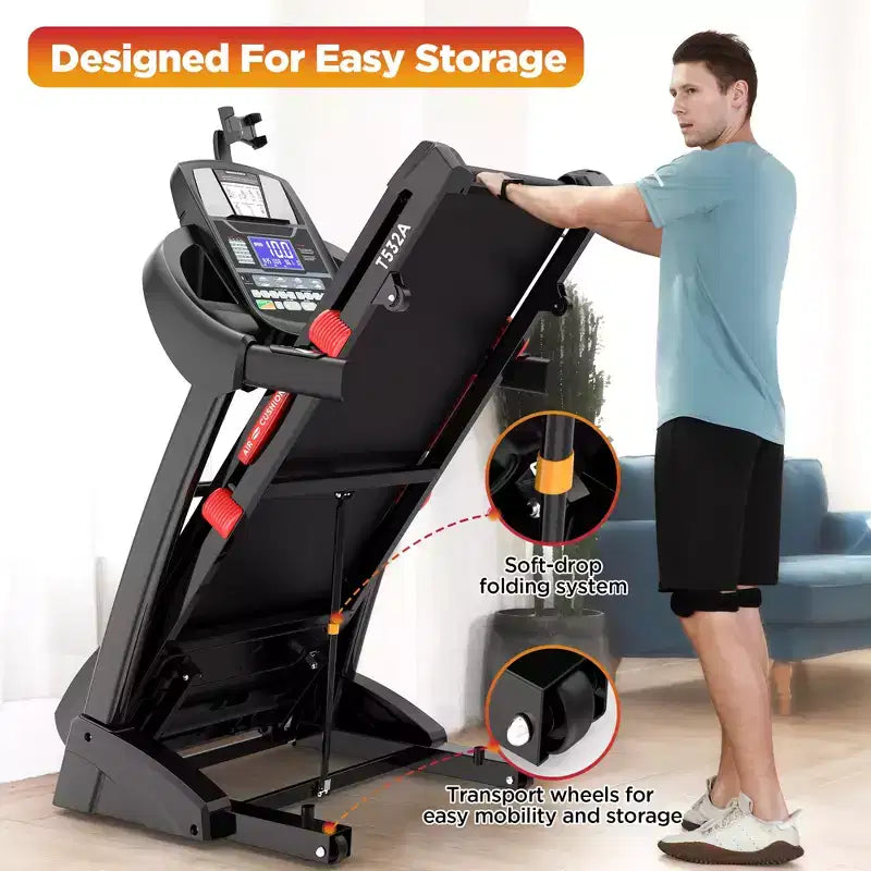 Treadmill Clearance: Portable Folding Treadmill with 20% Adjustable Incline, APP Control, 71 Programs, 300-400 lb Capacity, 12 MPH, Bluetooth Speakers