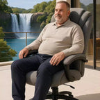 Chaise de bureau Studio Design à dossier haut en tissu de coton avec hauteur réglable, chaise de bureau respirante et douce pour la maison ou le bureau, grise