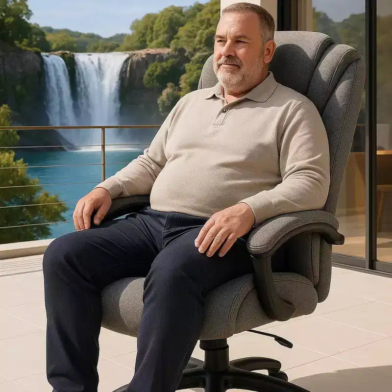 Chaise de bureau Studio Design à dossier haut en tissu de coton avec hauteur réglable, chaise de bureau respirante et douce pour la maison ou le bureau, grise